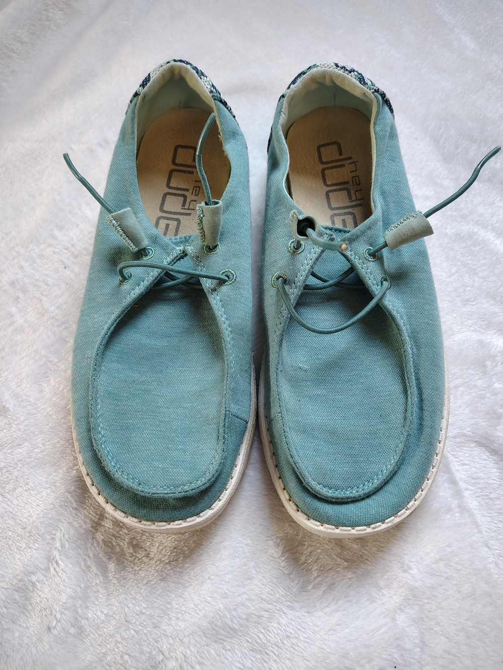 Hey Dude Teal Canvas Wally Shoes Sz. 8